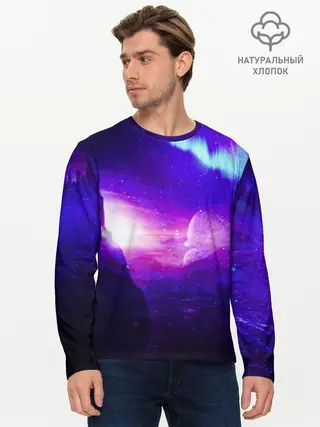 Мужской лонгслив базовый / Космическое сияние