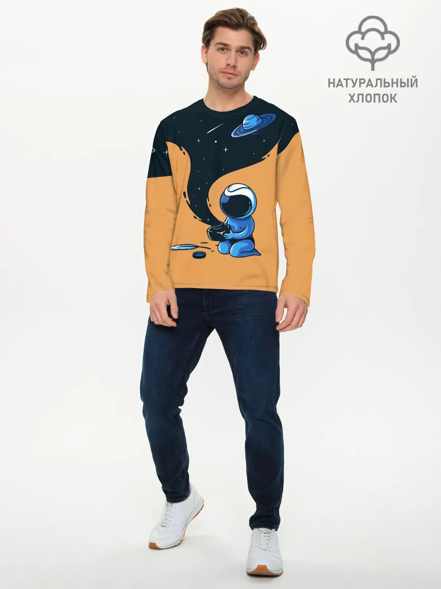 Мужской лонгслив базовый / Космонавт и чернила (P007_P004ooo1699907, P004ooo1699907)