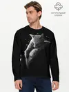 Мужской лонгслив базовый / Спящий Кот на Луне (P007_P004ooo1700191, P004ooo1700191)