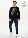 Мужской лонгслив базовый / Спящий Кот на Луне (P007_P004ooo1700191, P004ooo1700191)