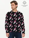 Мужской лонгслив базовый / Джоджо паттерн розовые лого (P007_P004ooo1701959, P004ooo1701959)