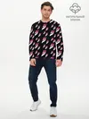Мужской лонгслив базовый / Джоджо паттерн розовые лого (P007_P004ooo1701959, P004ooo1701959)