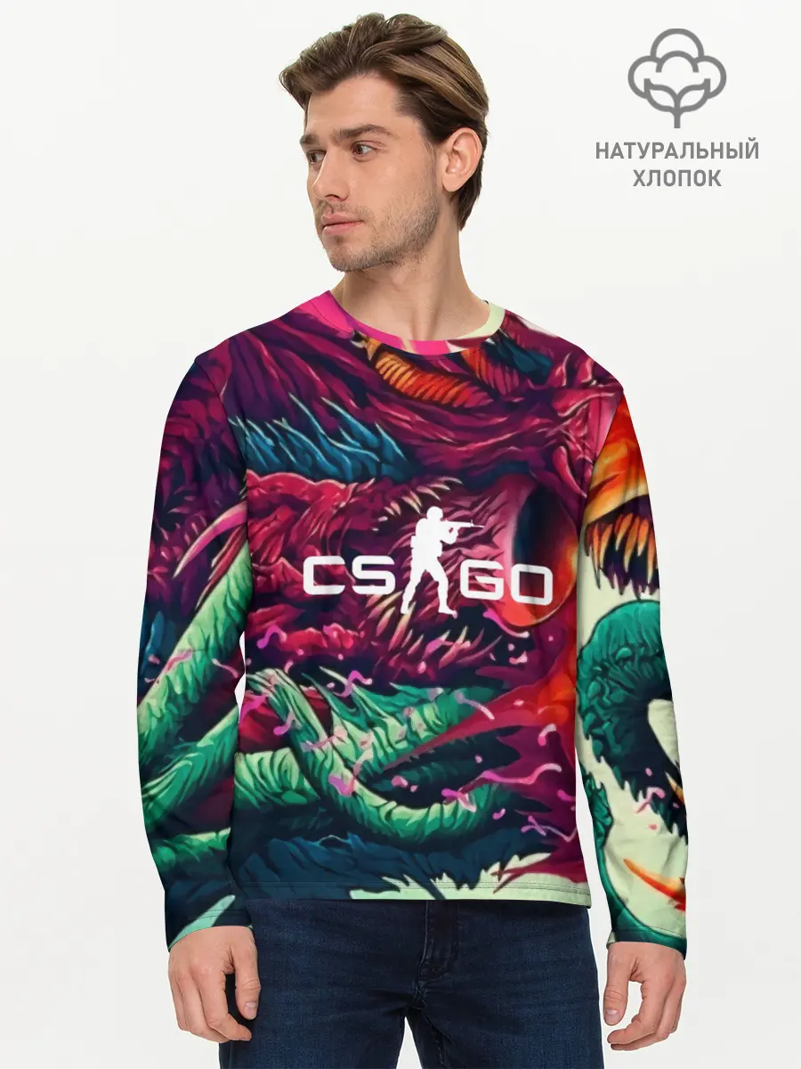 Мужской лонгслив базовый / CS GO hyper beast skin (P007_P004ooo1701337, P004ooo1701337)