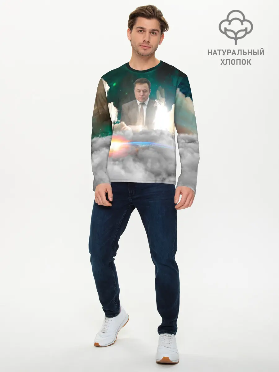 Мужской лонгслив базовый / Elon Musk Thinker (P007_P004ooo1702455, P004ooo1702455)