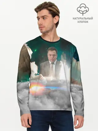 Мужской лонгслив базовый / Elon Musk Thinker (P007_P004ooo1702455, P004ooo1702455)
