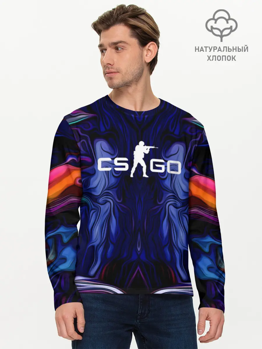 Мужской лонгслив базовый / CS GO WAVES SKIN (P007_P004ooo1702463, P004ooo1702463)