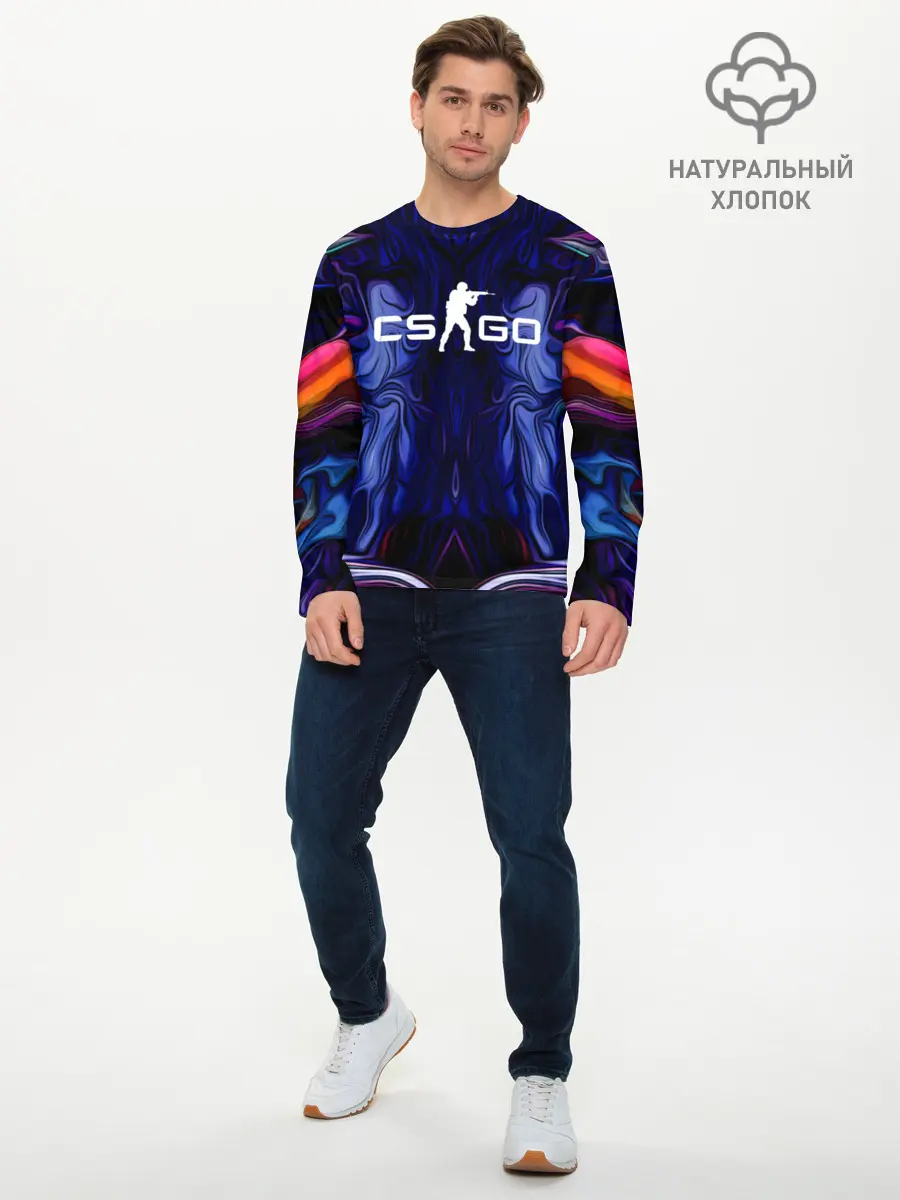 Мужской лонгслив базовый / CS GO WAVES SKIN (P007_P004ooo1702463, P004ooo1702463)