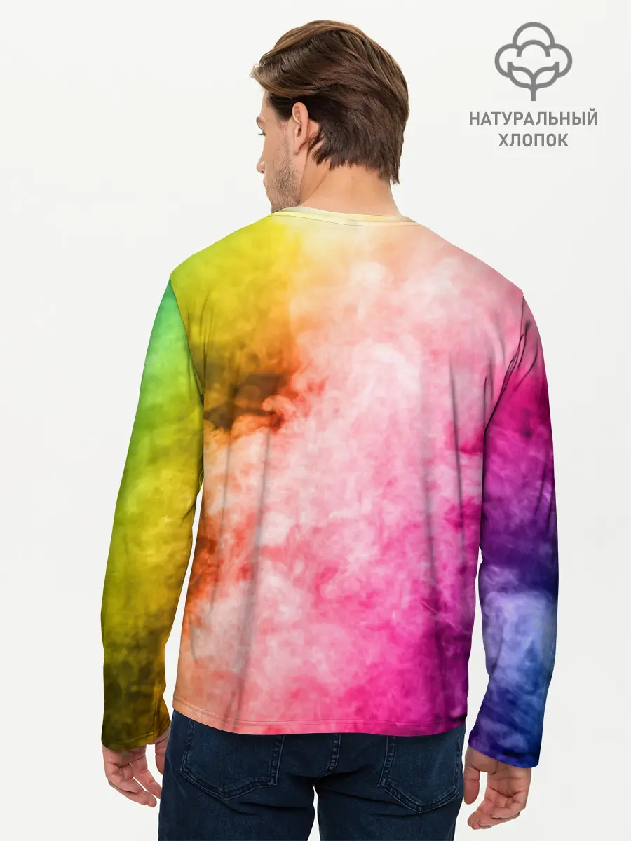 Мужской лонгслив базовый / Радужный дым (P007_P004ooo1702499, P004ooo1702499)