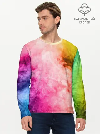 Мужской лонгслив базовый / Радужный дым (P007_P004ooo1702499, P004ooo1702499)
