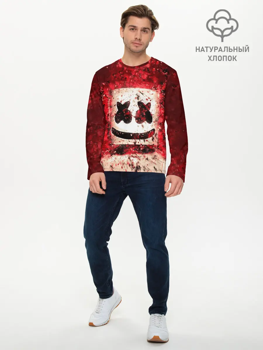 Мужской лонгслив базовый / Marshmello (P007_P004ooo1705227, P004ooo1705227)