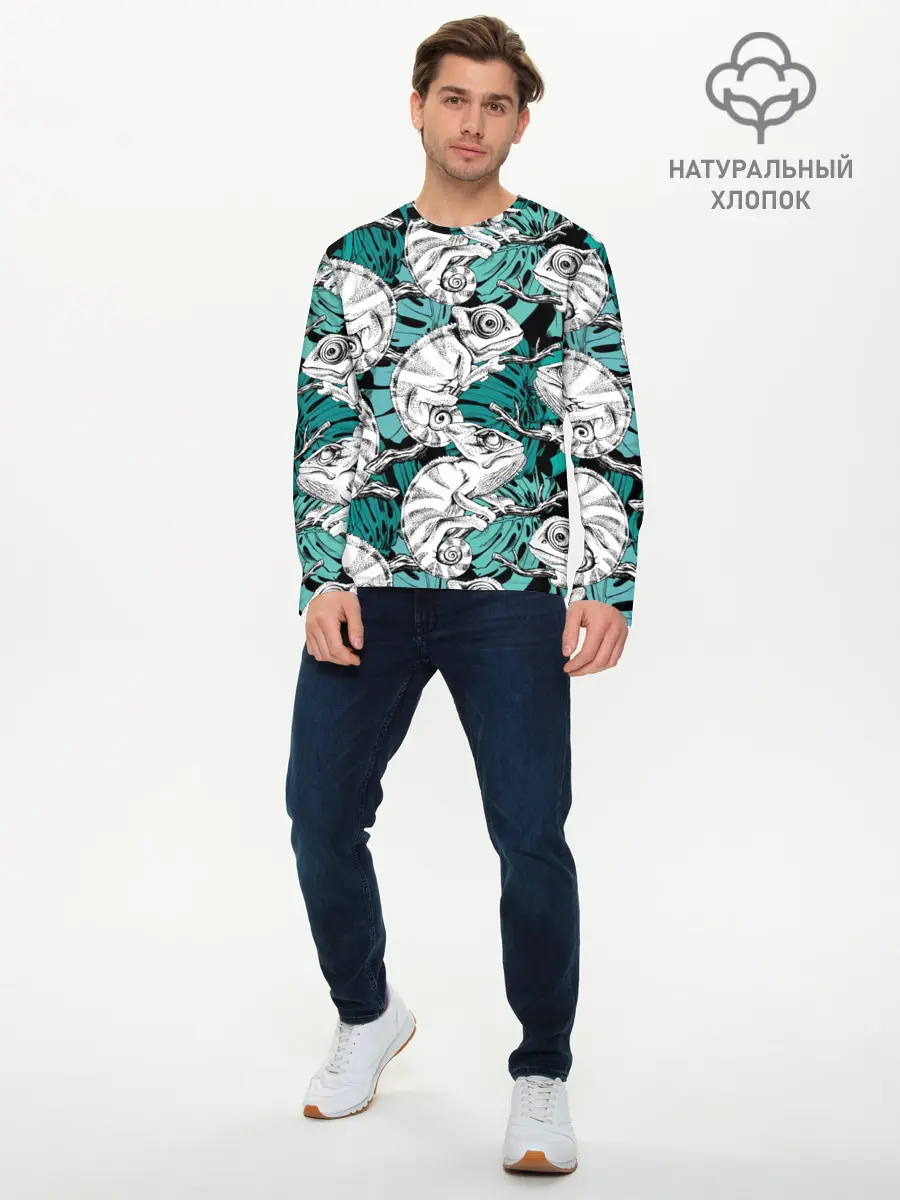 Мужской лонгслив базовый / Хамелеоны (P007_P004ooo1712629, P004ooo1712629)