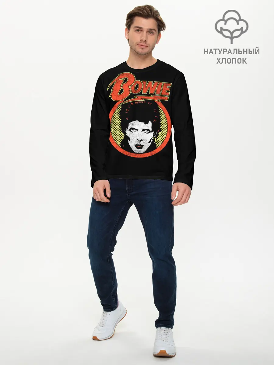Мужской лонгслив базовый / Дэвид Боуи (P007_P004ooo1710785, P004ooo1710785)