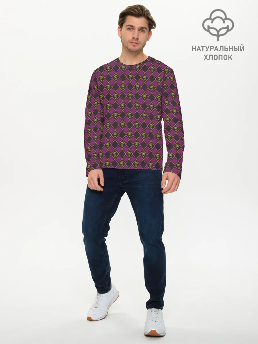 Мужской лонгслив базовый / KILLER QUEEN бордовый паттерн (P007_P004ooo1715887, P004ooo1715887)