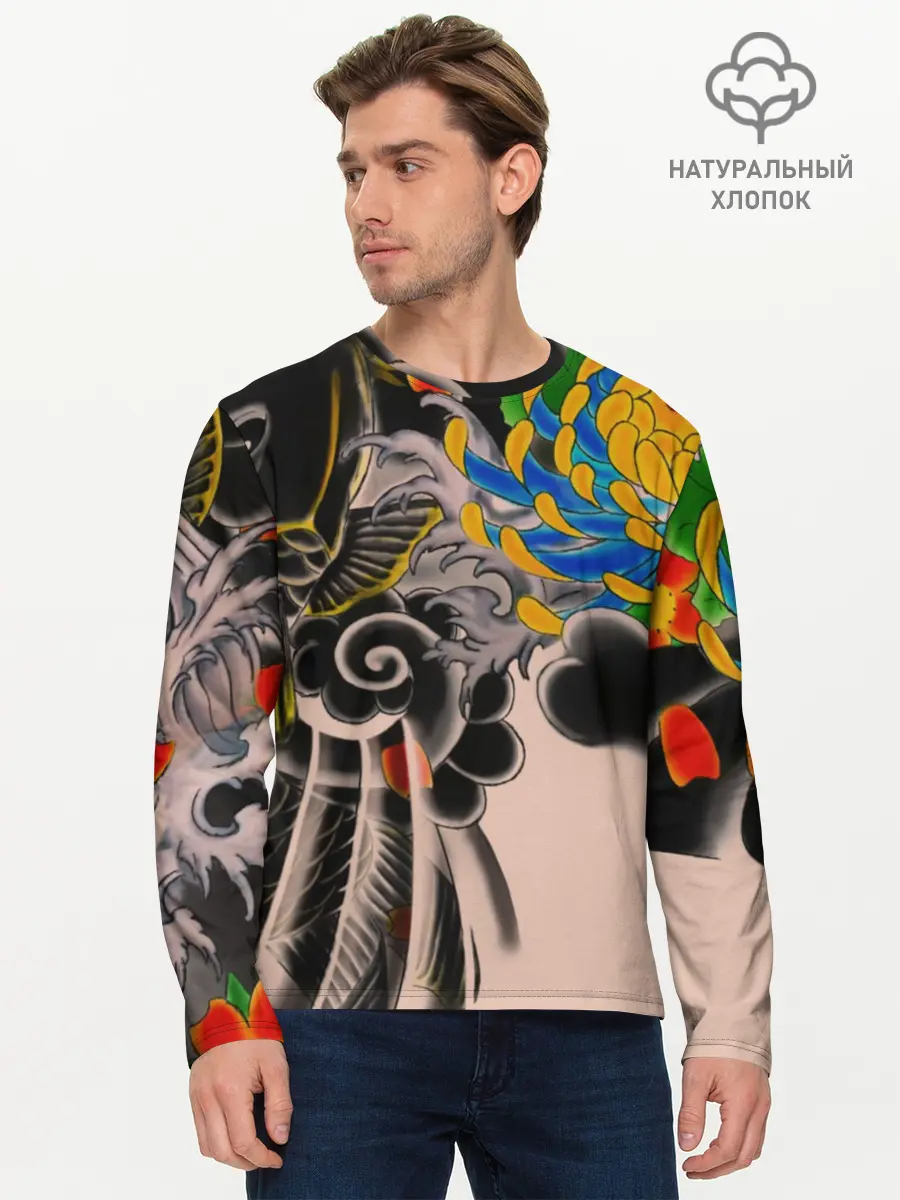 Мужской лонгслив базовый / Dsquared tattoo (P007_P004ooo1732743, P004ooo1732743)