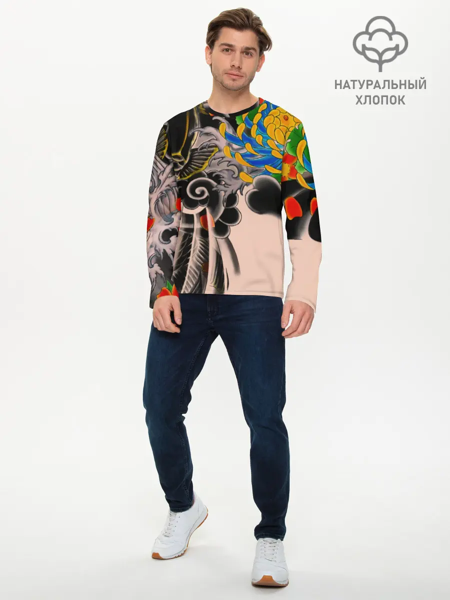 Мужской лонгслив базовый / Dsquared tattoo (P007_P004ooo1732743, P004ooo1732743)