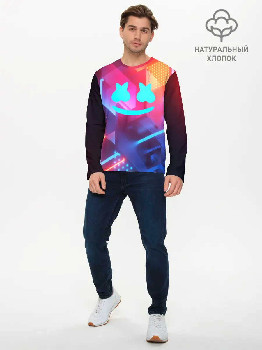 Мужской лонгслив базовый / Marshmello (P007_P004ooo1732579, P004ooo1732579)