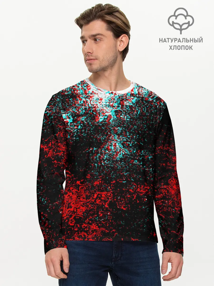 Мужской лонгслив базовый / БРЫЗГИ КРАСОК GLITCH (P007_P004ooo1736601, P004ooo1736601)