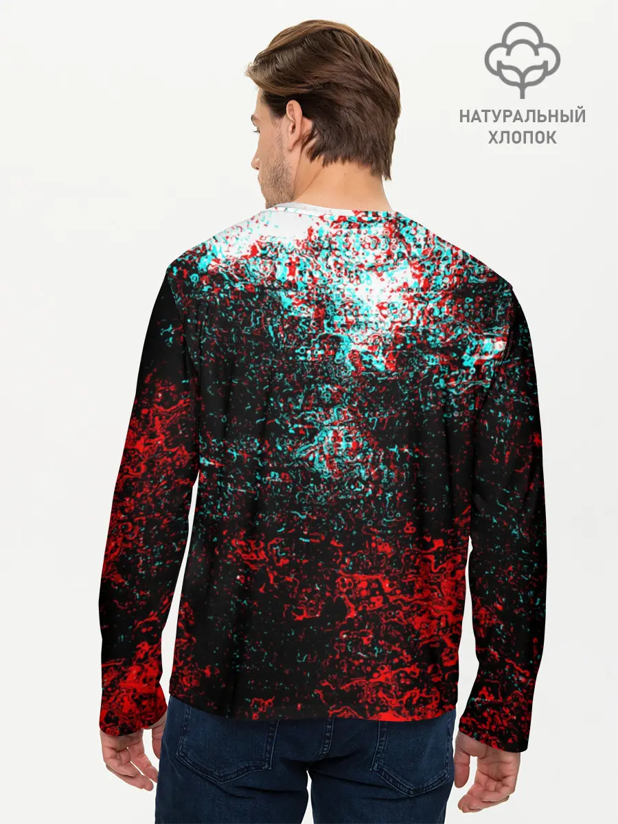 Мужской лонгслив базовый / БРЫЗГИ КРАСОК GLITCH (P007_P004ooo1736601, P004ooo1736601)