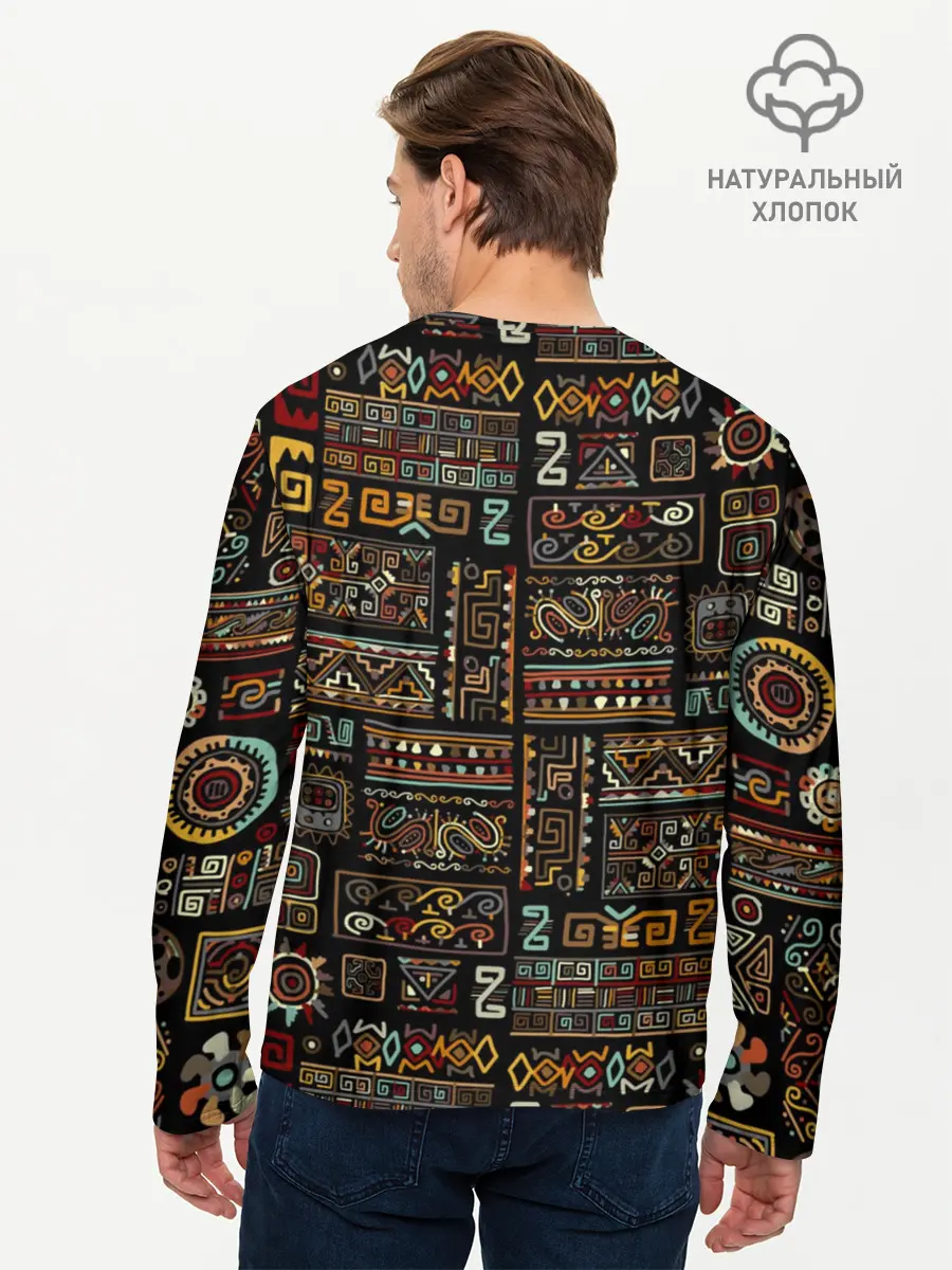 Мужской лонгслив базовый / Этнический орнамент (P007_P004ooo1738689, P004ooo1738689)