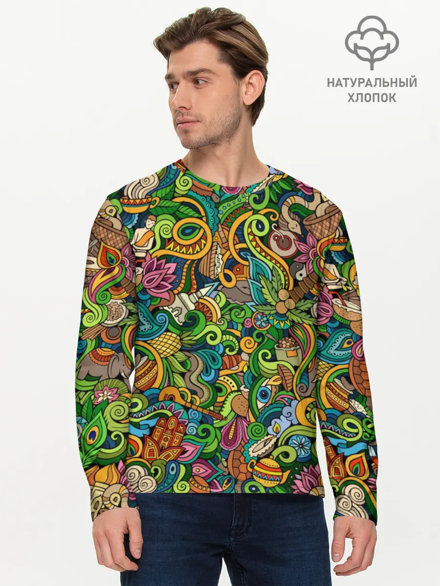 Мужской лонгслив базовый / Тибетский коллаж (P007_P004ooo1740027, P004ooo1740027)