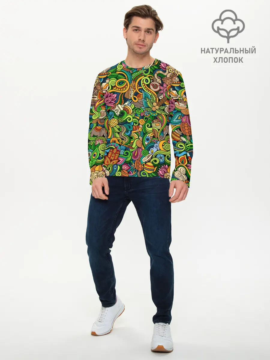 Мужской лонгслив базовый / Тибетский коллаж (P007_P004ooo1740027, P004ooo1740027)