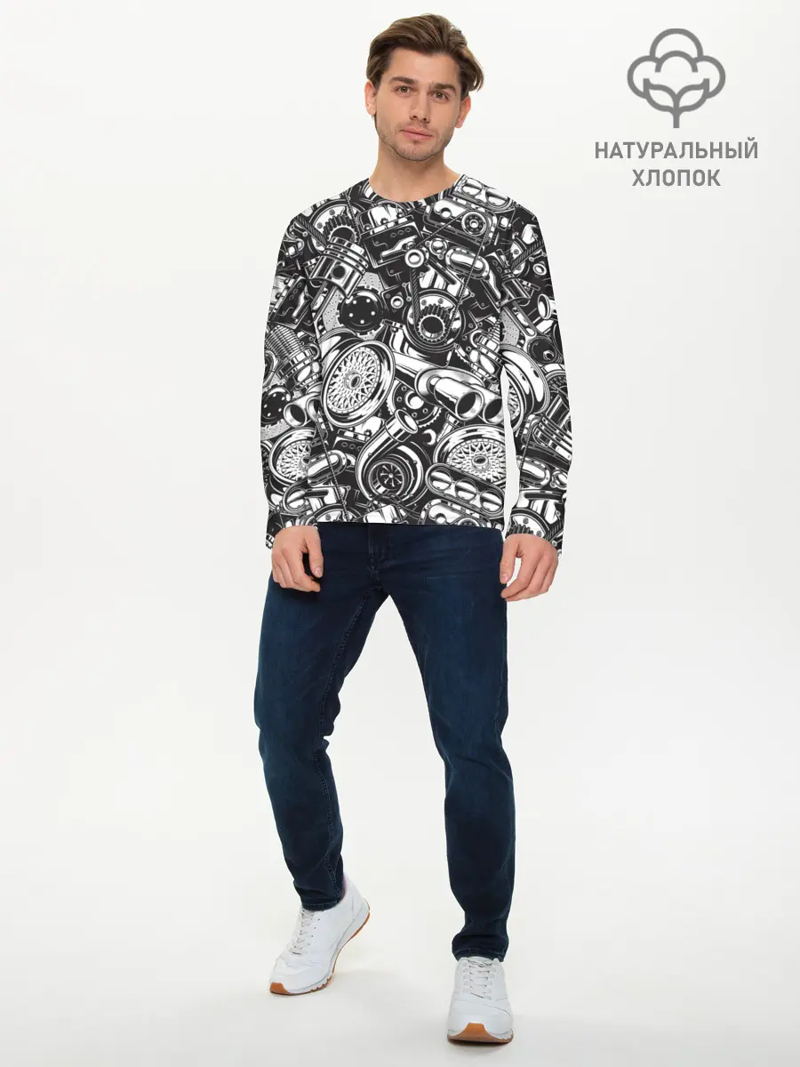 Мужской лонгслив базовый / Автомобильные детали (P007_P004ooo1740039, P004ooo1740039)