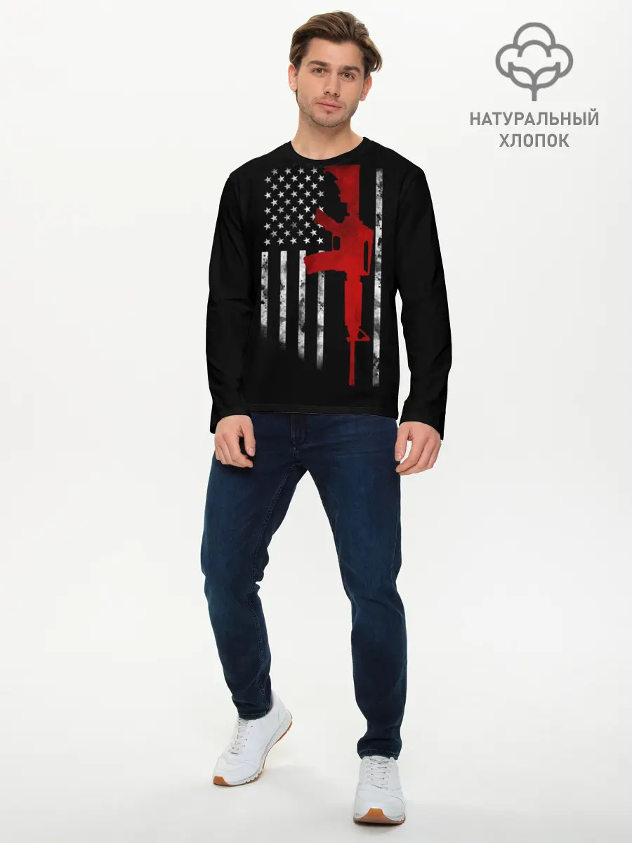 Мужской лонгслив базовый / American Patriot (P007_P004ooo1747233, P004ooo1747233)
