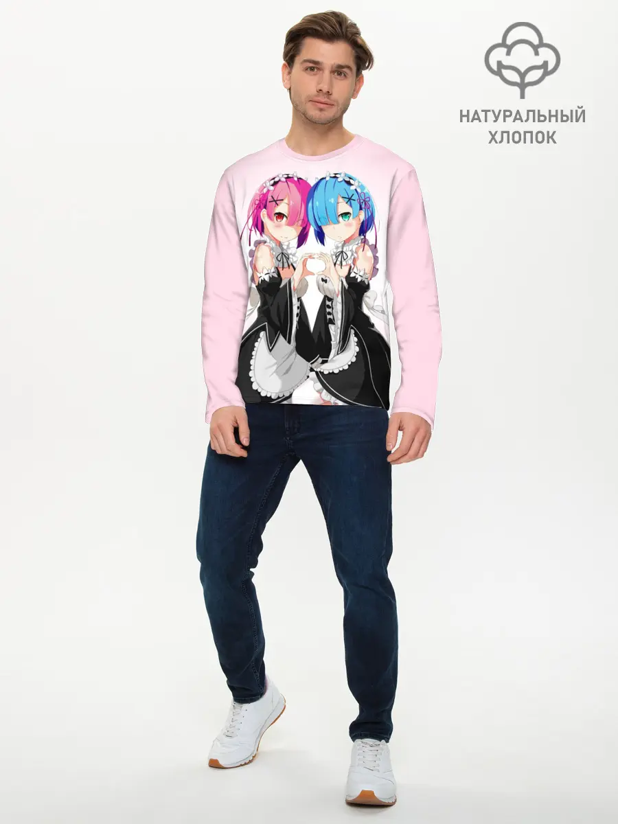 Мужской лонгслив базовый / Re:Zero. Рем и Рам (P007_P004ooo1747297, P004ooo1747297)