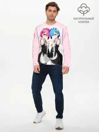 Мужской лонгслив базовый / Re:Zero. Рем и Рам (P007_P004ooo1747297, P004ooo1747297)