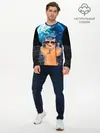 Мужской лонгслив базовый / Кот на луне (P007_P004ooo1747337, P004ooo1747337)