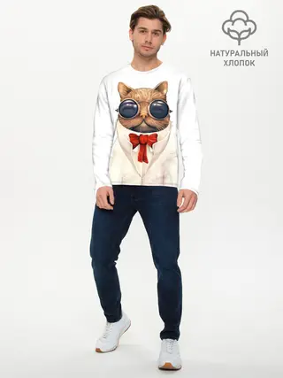 Мужской лонгслив базовый / Кот (P007_P004ooo1747377, P004ooo1747377)