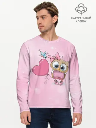 Мужской лонгслив базовый / Совушка с шариком (P007_P004ooo1750397, P004ooo1750397)