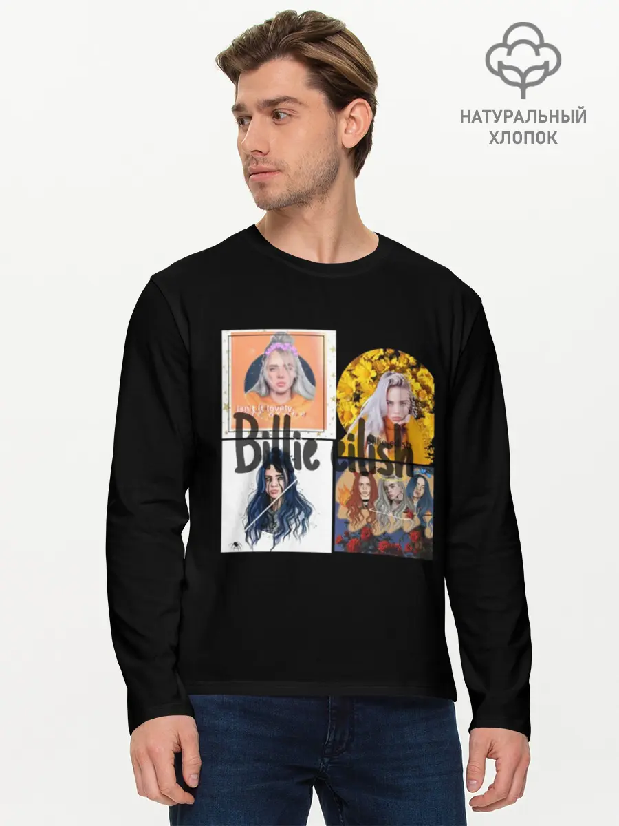Мужской лонгслив базовый / Billie Eilish (P007_P004ooo1752029, P004ooo1752029)