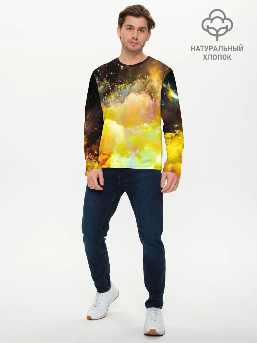 Мужской лонгслив базовый / Желтая краска (P007_P004ooo1752505, P004ooo1752505)