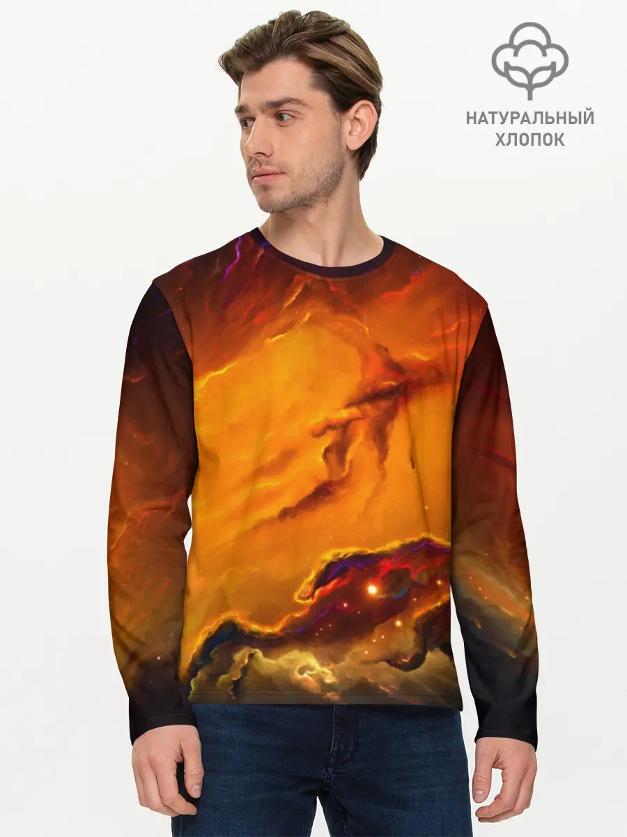 Мужской лонгслив базовый / Космос (P007_P004ooo1751641, P004ooo1751641)