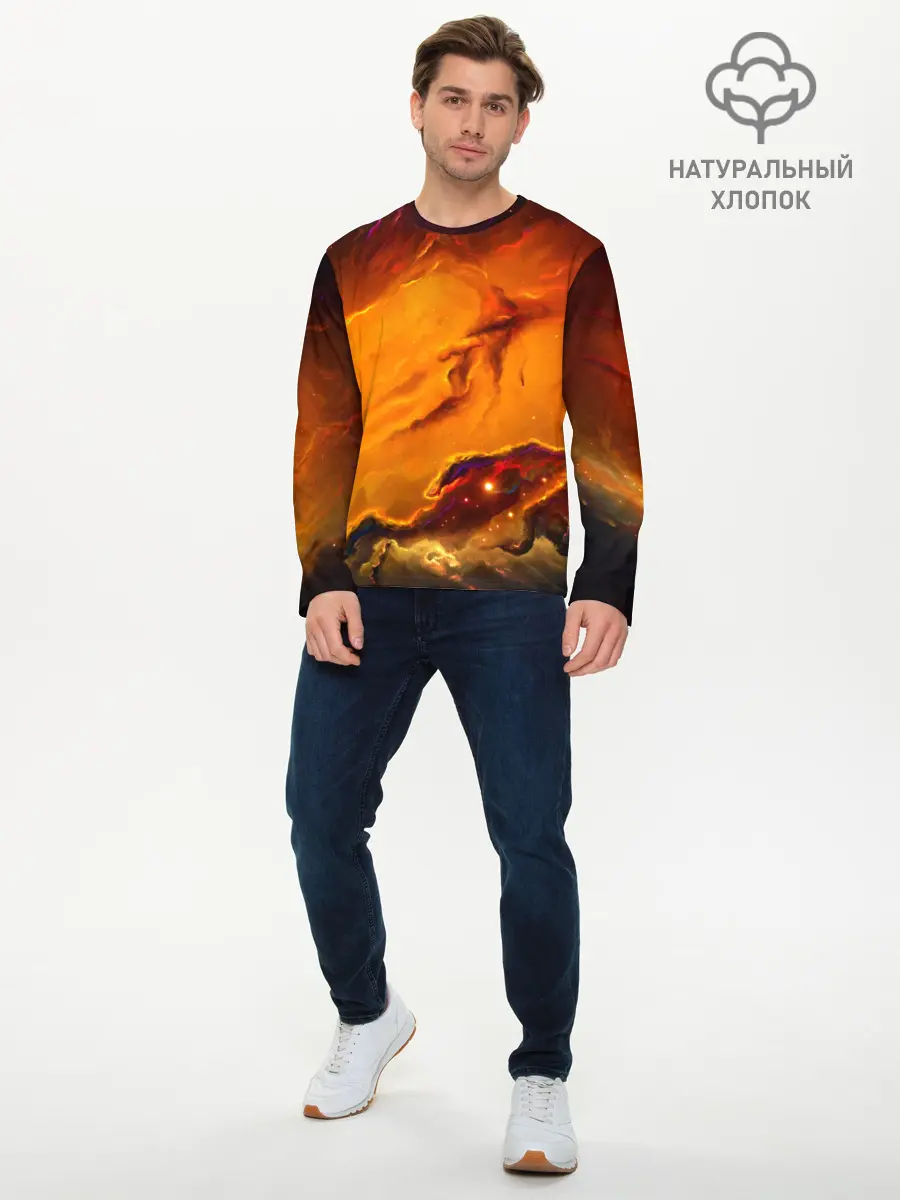 Мужской лонгслив базовый / Космос (P007_P004ooo1751641, P004ooo1751641)