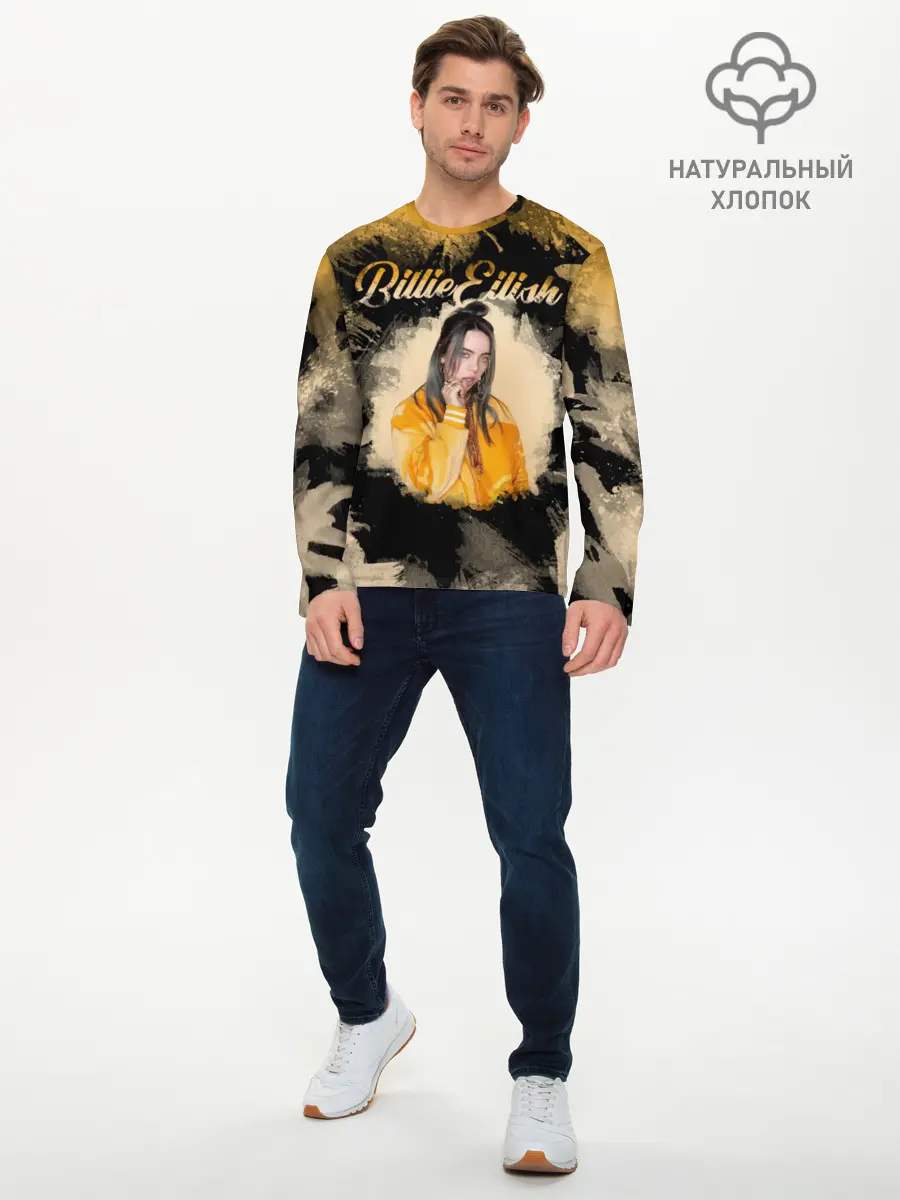 Мужской лонгслив базовый / Billie Eilish Акварель (P007_P004ooo1751663, P004ooo1751663)