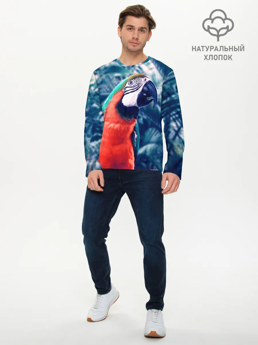 Мужской лонгслив базовый / Попугай (P007_P004ooo1753043, P004ooo1753043)