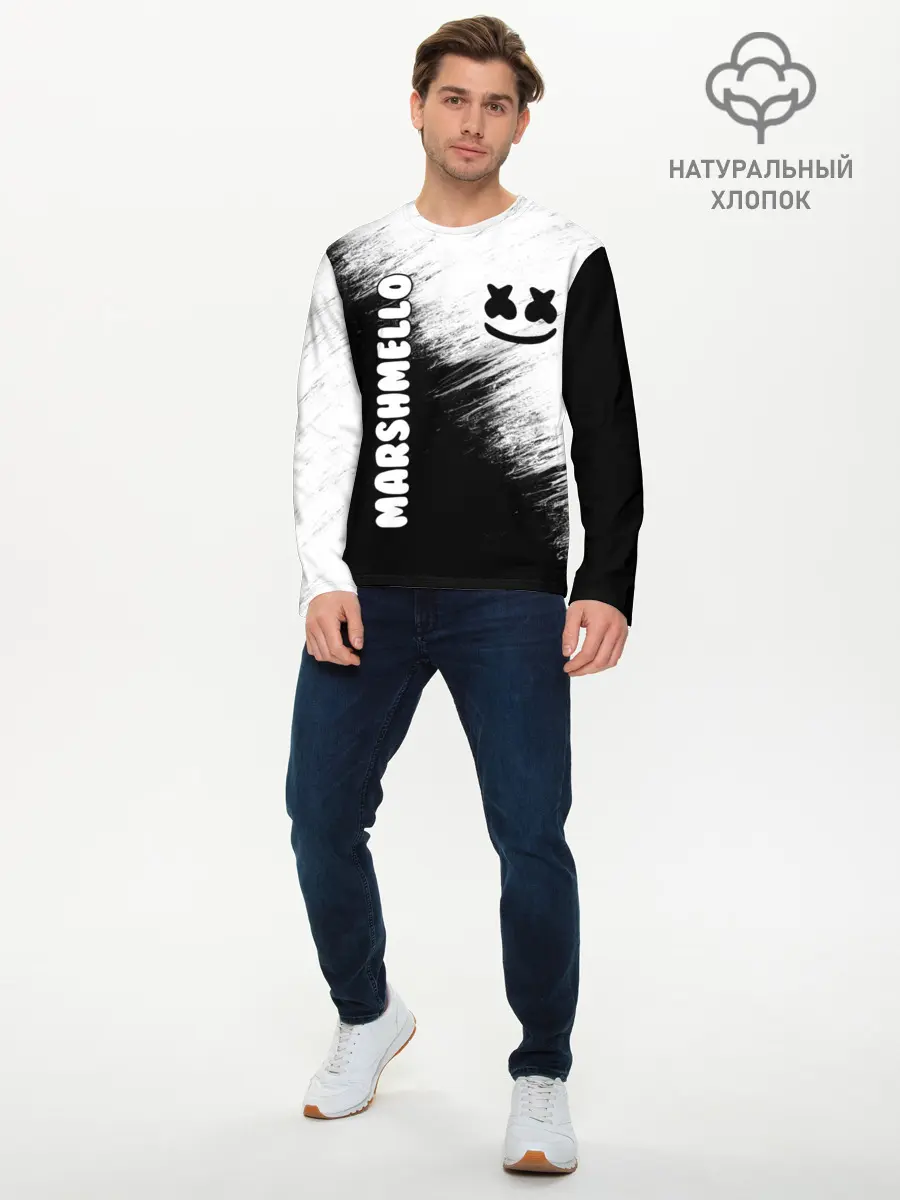 Мужской лонгслив базовый / Marshmello 3 (P007_P004ooo1755357, P004ooo1755357)
