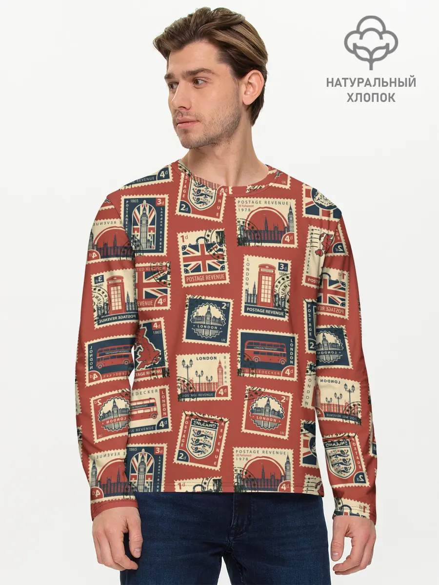 Мужской лонгслив базовый / Марки Великобритании (P007_P004ooo1756959, P004ooo1756959)