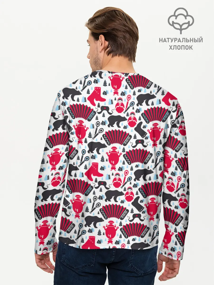 Мужской лонгслив базовый / Русский орнамент (P007_P004ooo1757377, P004ooo1757377)