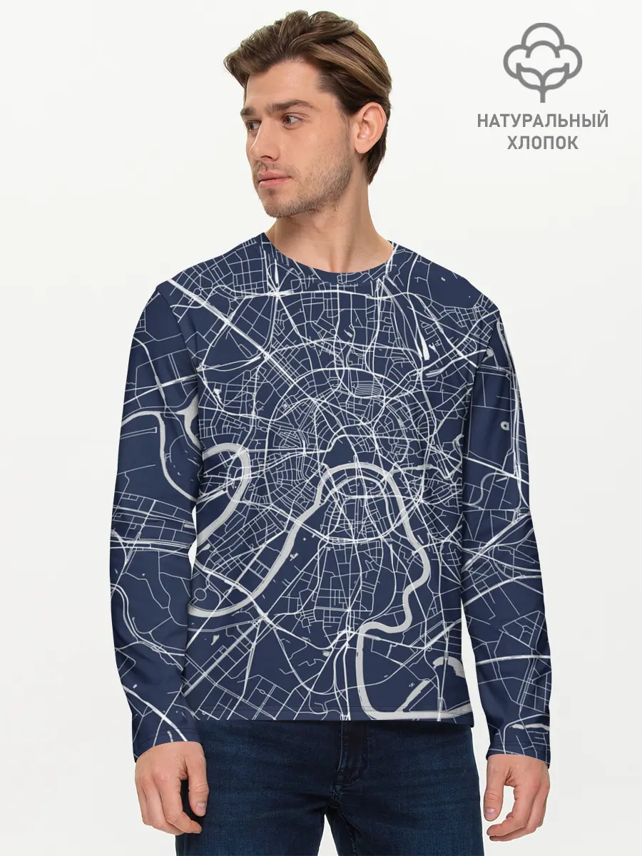 Мужской лонгслив базовый / Карта Москвы (P007_P004ooo1757407, P004ooo1757407)