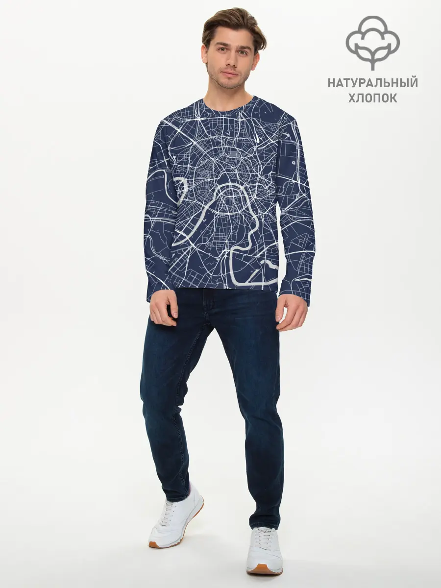 Мужской лонгслив базовый / Карта Москвы (P007_P004ooo1757407, P004ooo1757407)