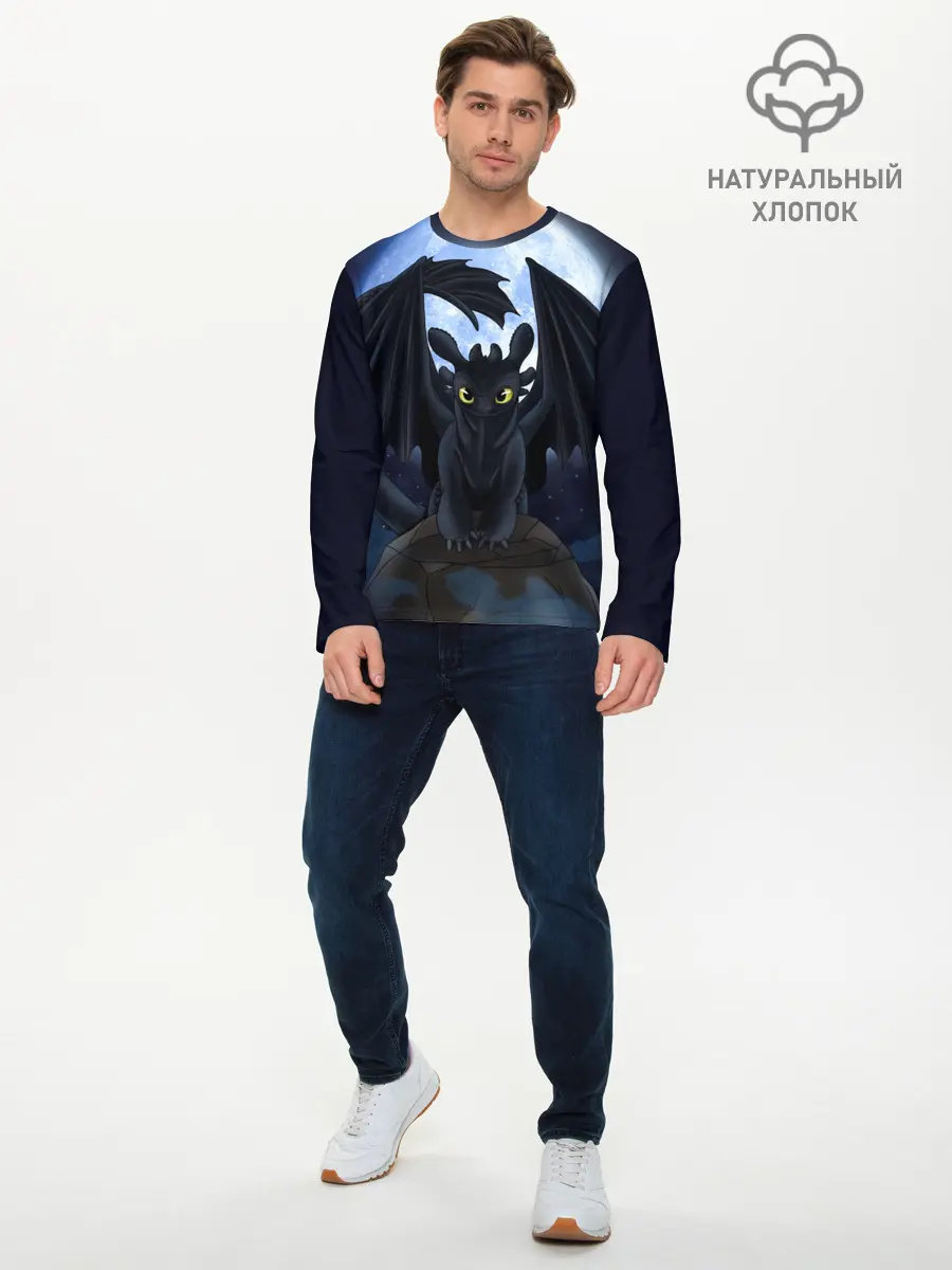 Мужской лонгслив базовый / ночная фурия (P007_P004ooo1760265, P004ooo1760265)