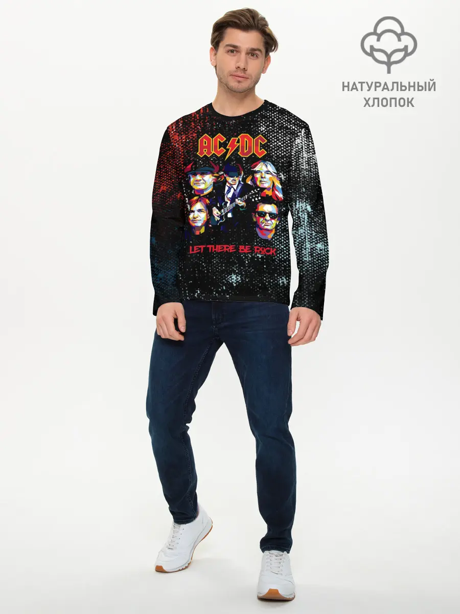 Мужской лонгслив базовый / AC/DC (P007_P004ooo1759283, P004ooo1759283)