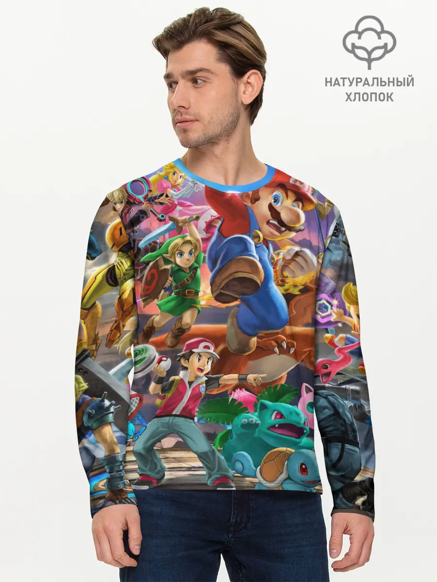 Мужской лонгслив базовый / Super Smash Bros ultimate (P007_P004ooo1762815, P004ooo1762815)