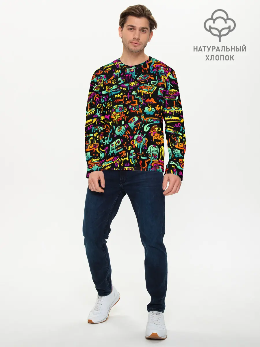 Мужской лонгслив базовый / Кислотный Диджей (P007_P004ooo1764483, P004ooo1764483)