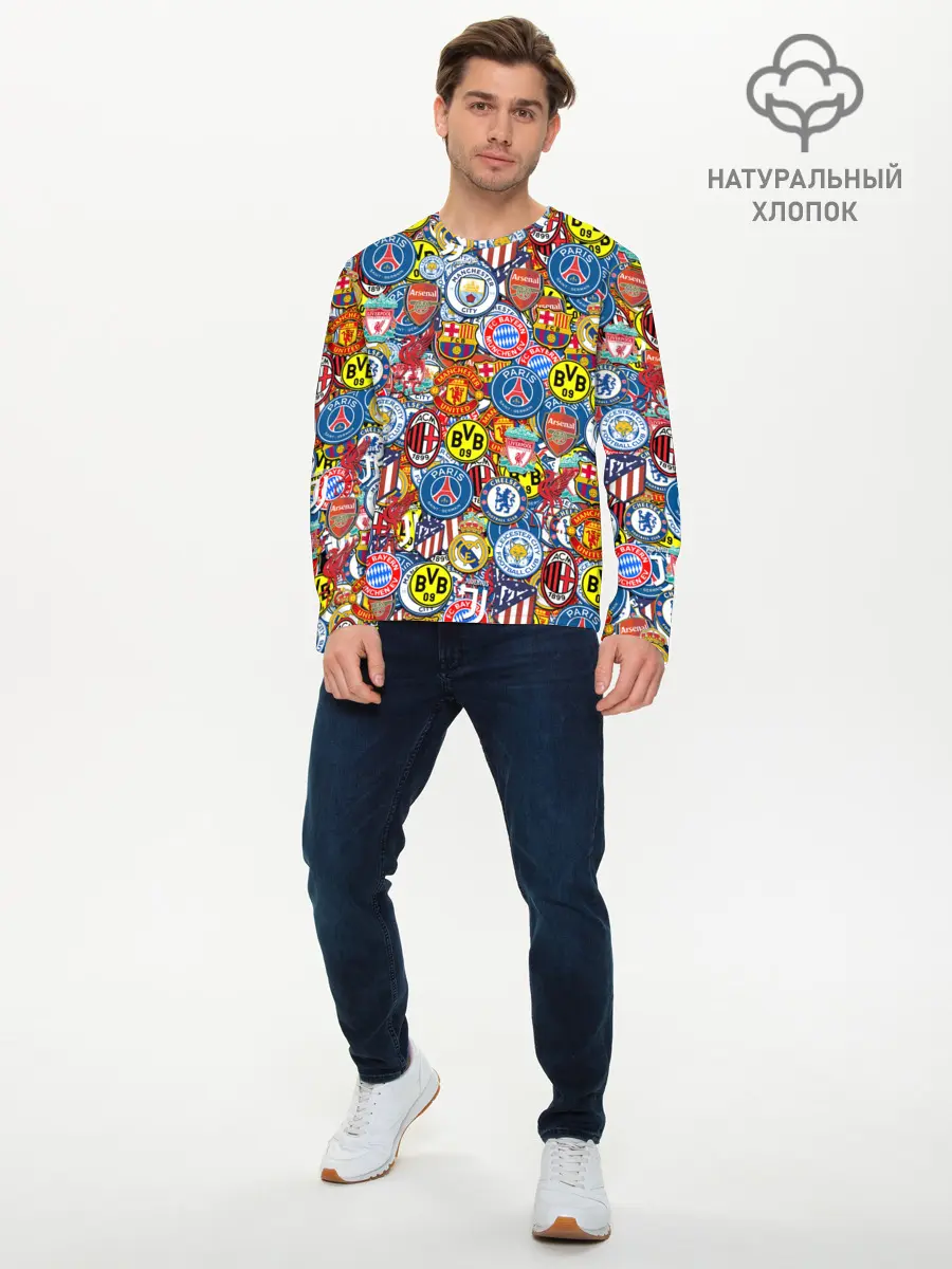 Мужской лонгслив базовый / ЛОГОТИПЫ ФУТБОЛЬНЫХ КОМАНД (P007_P004ooo1769635, P004ooo1769635)