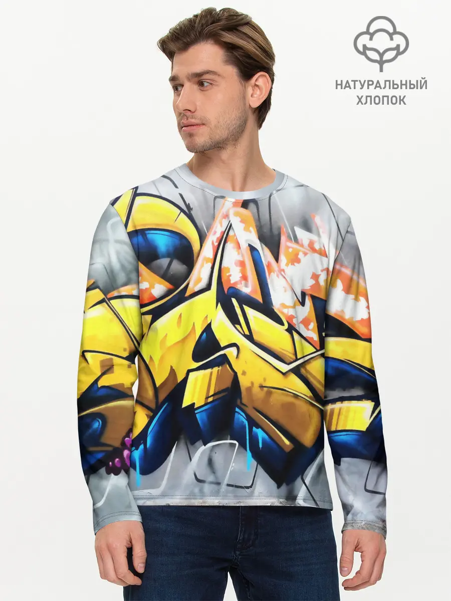 Мужской лонгслив базовый / Street art (P007_P004ooo1768299, P004ooo1768299)
