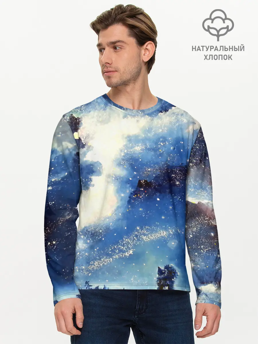 Мужской лонгслив базовый / Ёжик в космосе (P007_P004ooo1769881, P004ooo1769881)
